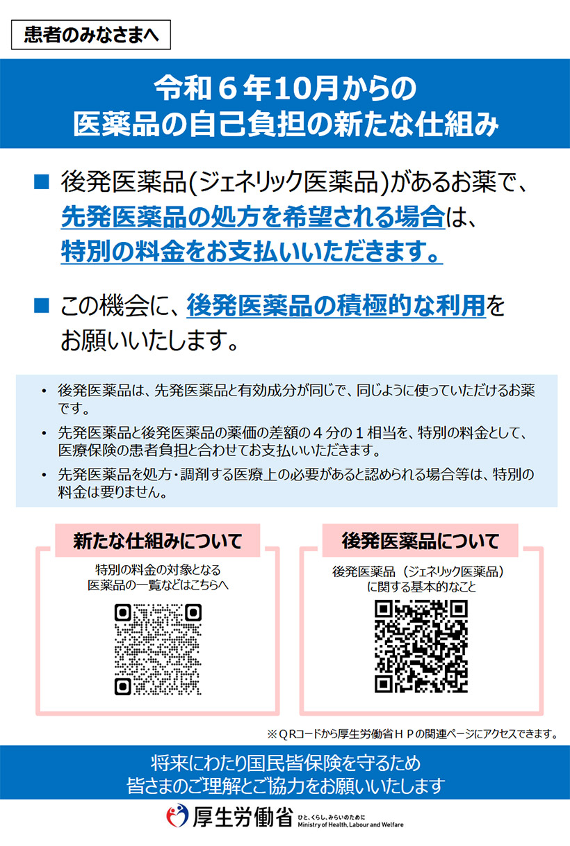 令和6年10月からの医療品の自己負担の新たな仕組み
